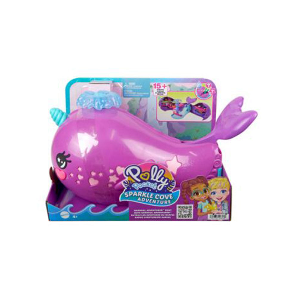 Polly Pocket Sparkle Cover Narwhal Boat Playset