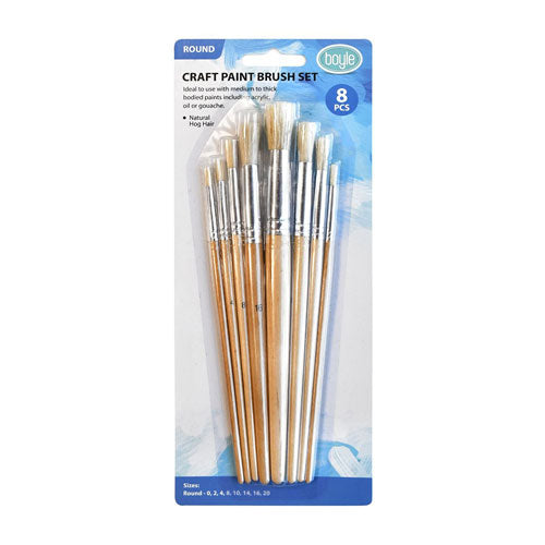 Craft Natural Hog Hair 8-Pack Brush Set