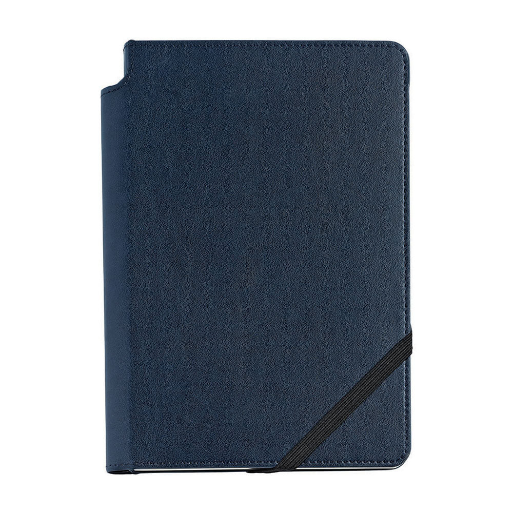 Journal en cuir à pointillés moyens (bleu)