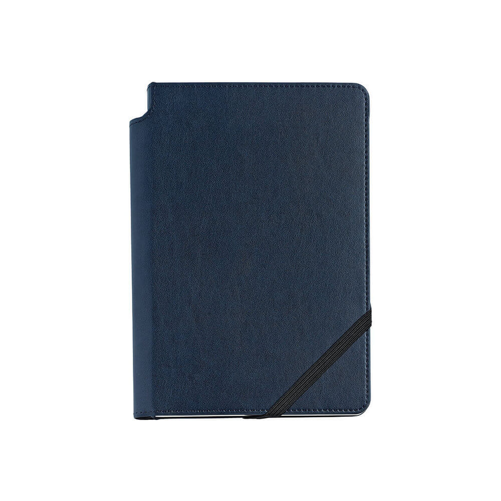 Journal en cuir à pointillés moyens (bleu)