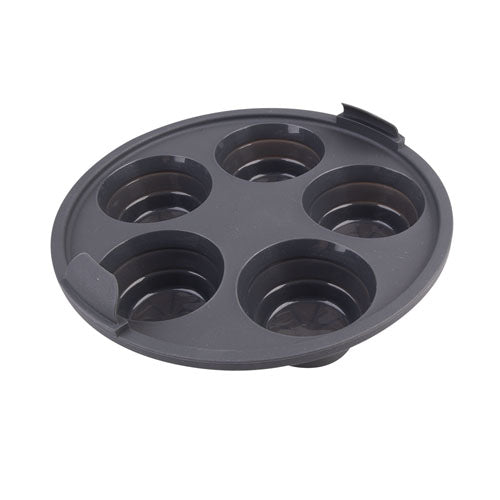 Silicone Round Air Fryer 5-Cup Muffin Pan 22cm (Charcoal)