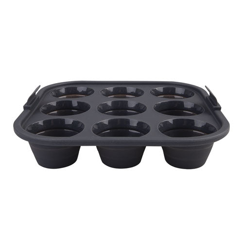 Silicone Square Air Fryer 9Cup Muffin Pan 22x22cm (Charcoal)