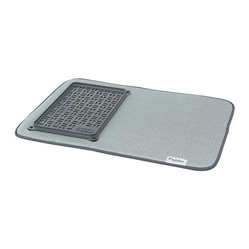 Polder Microfibre Mat w/ Glass Tray 56x38cm (Grey)