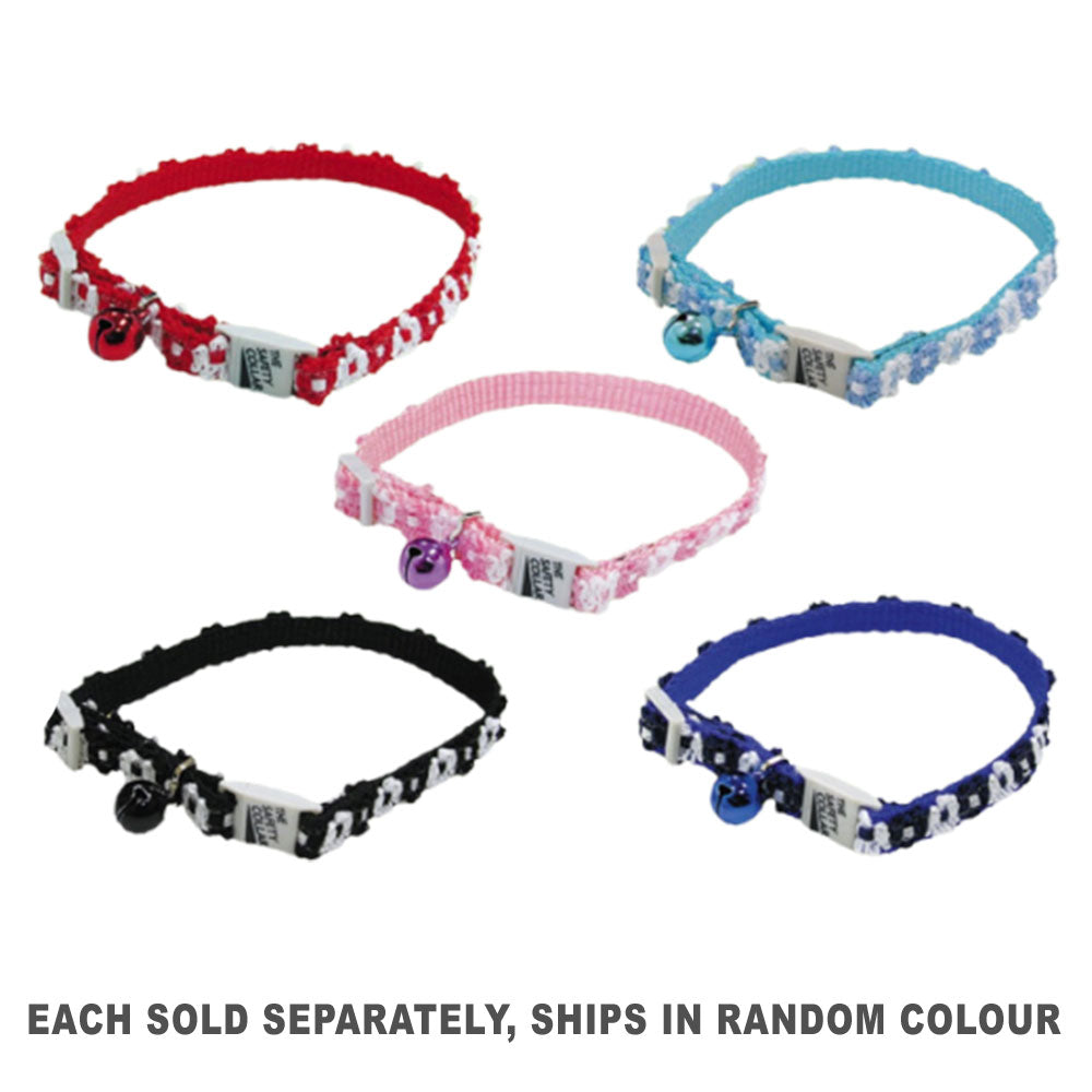 Adjustable Nylon Cat Collar with Lace 30cm (1pc Random)