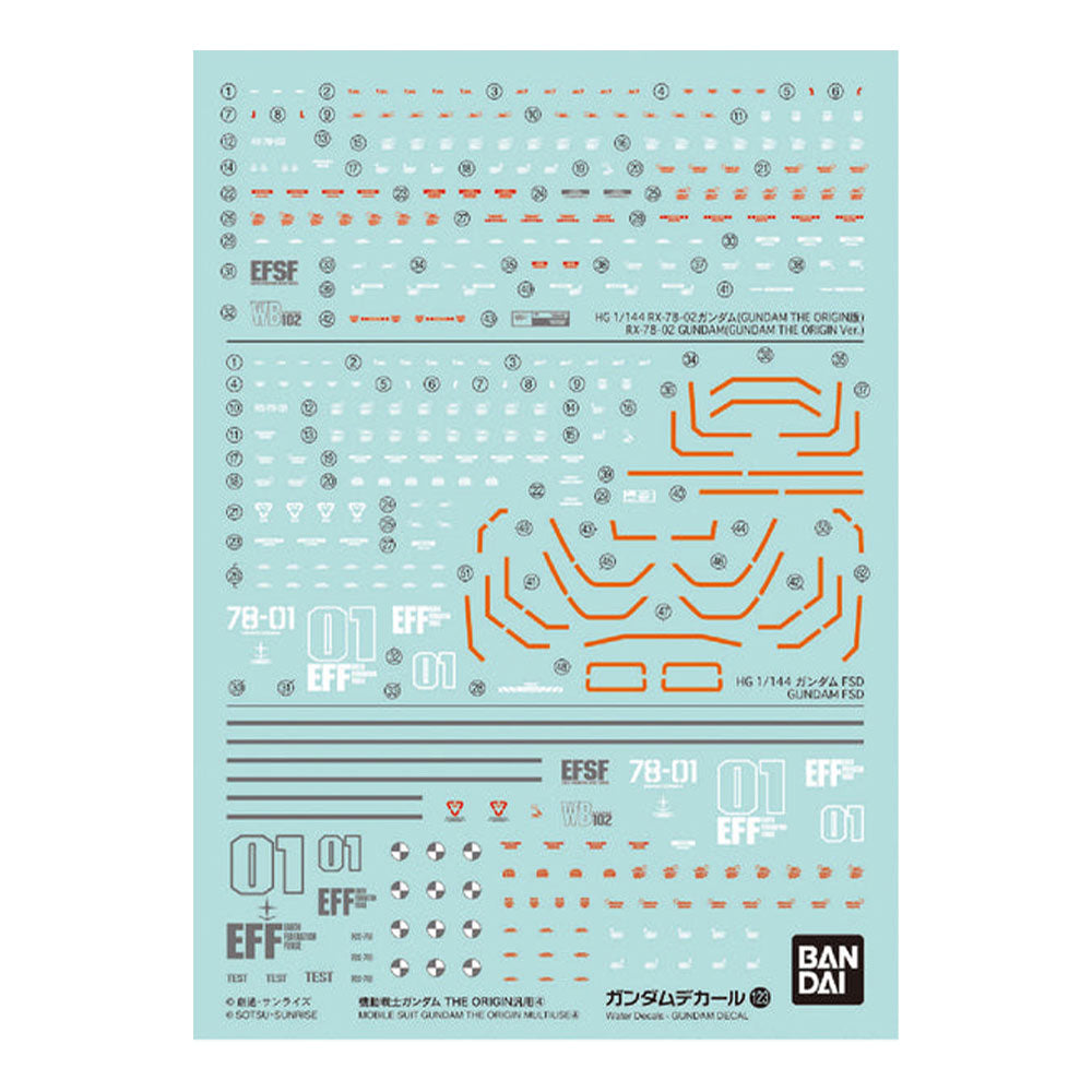 Bandai Mobile Suit Gundam Ursprunget Multiuse Decal