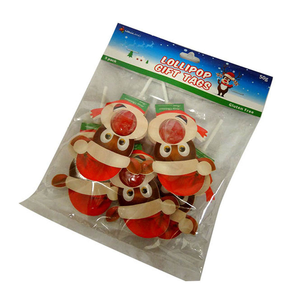 Frosted Pops Rudolph Lollipop Gift Tags 5pk (50g Bag)