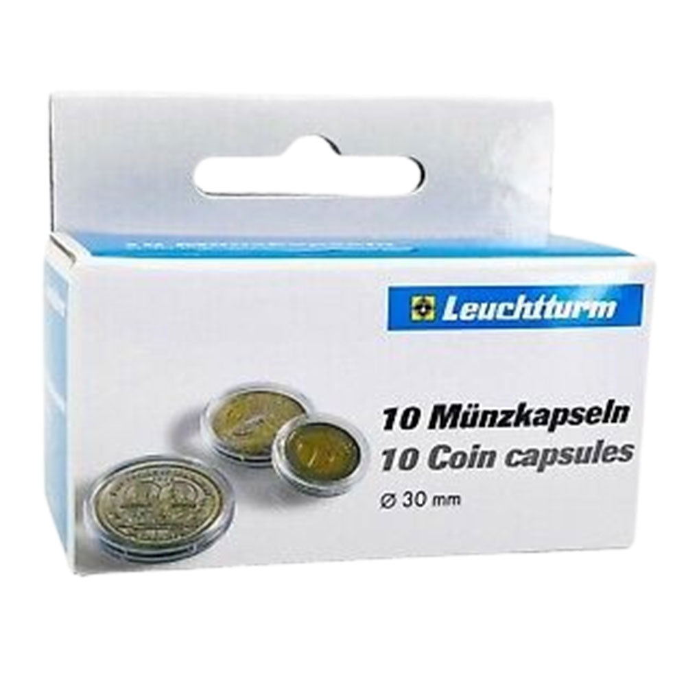 Cápsulas de monedas Leuchtturm 10pk (del tamaño 30-39)