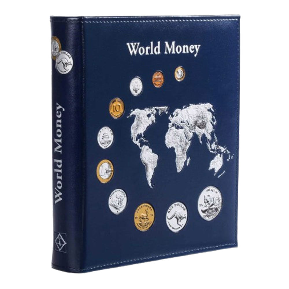 Álbum de moeda mundial de 5 folhas de 5 folhas (azul)