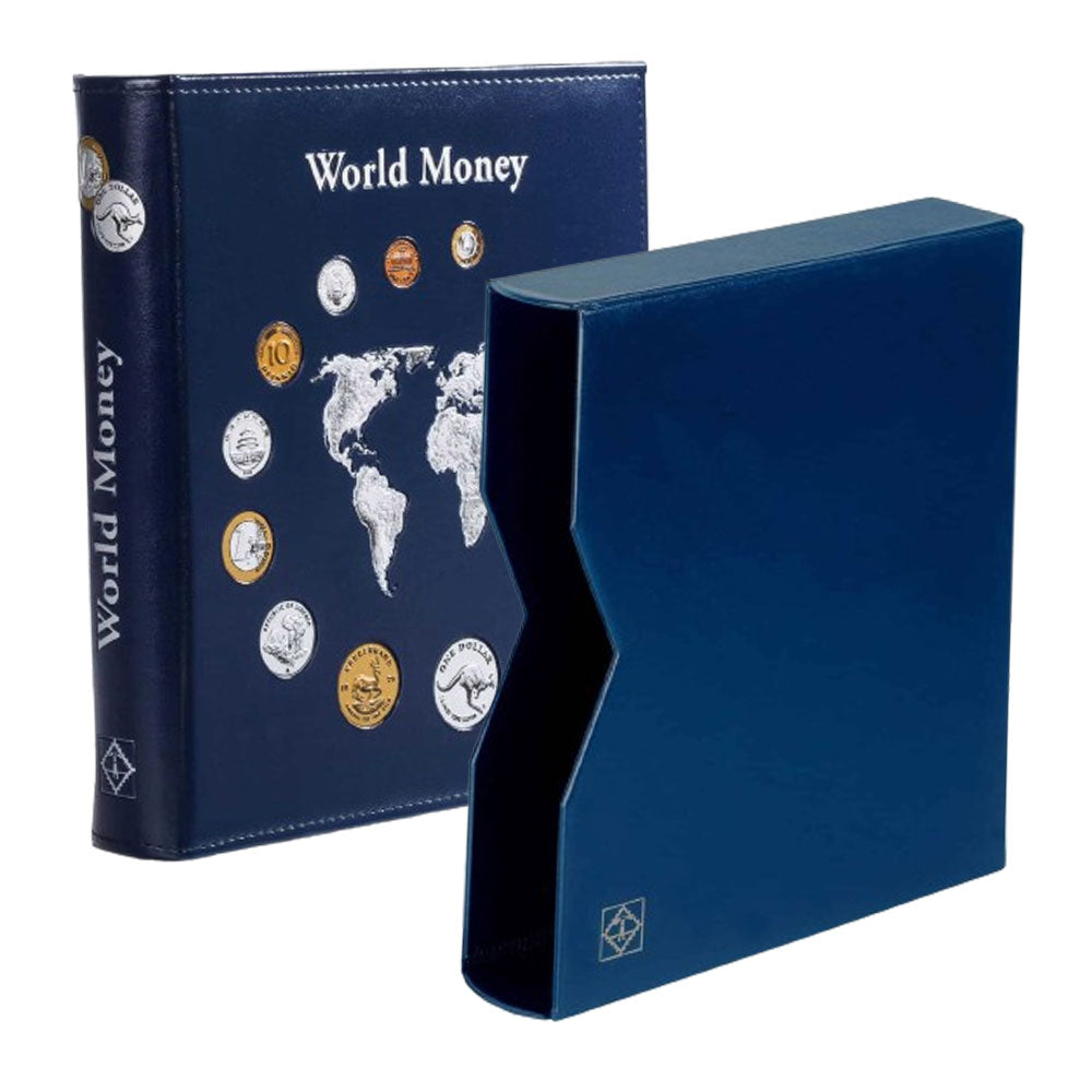 Album de la monnaie mondiale d'Optima 5 feuilles (bleu)