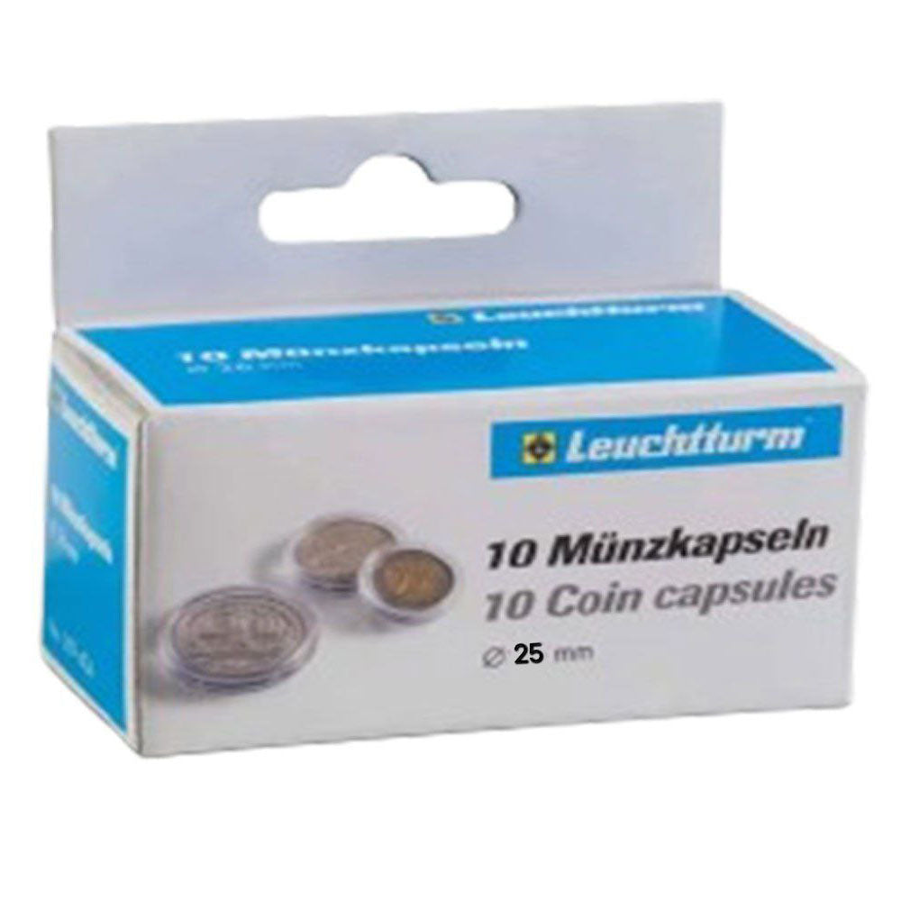 Cápsulas de monedas Leuchtturm 10pk (del tamaño 20-29)