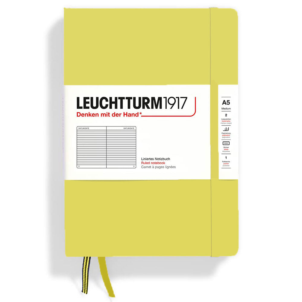 Leuchtturm twarda okładka rządzona notebookiem A5 (żółty)