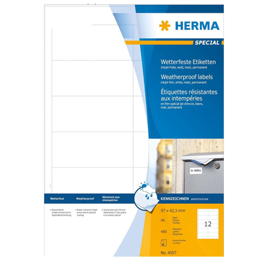 Herma vejrbestandig inkjet -etiketter A4 40pc