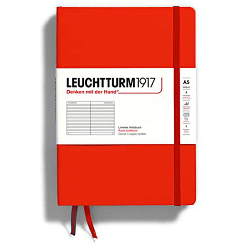 Leuchtturm Hardcover styrede notebook A5 (rød)