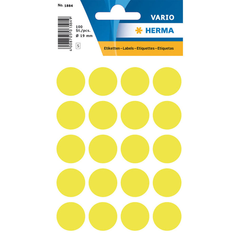 Herma Luminous Round Sticker Labels (Yellow)