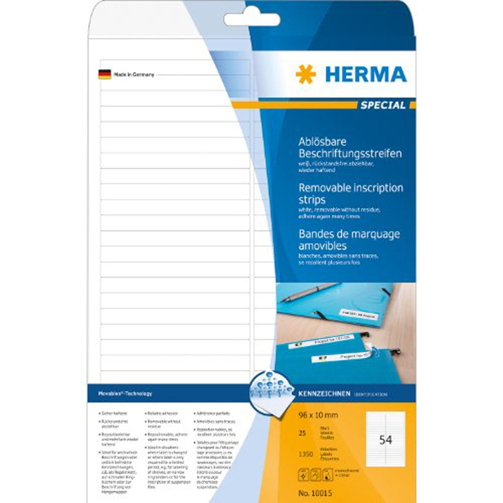 Herma Removable Labels A4 96mm 25pc (White)