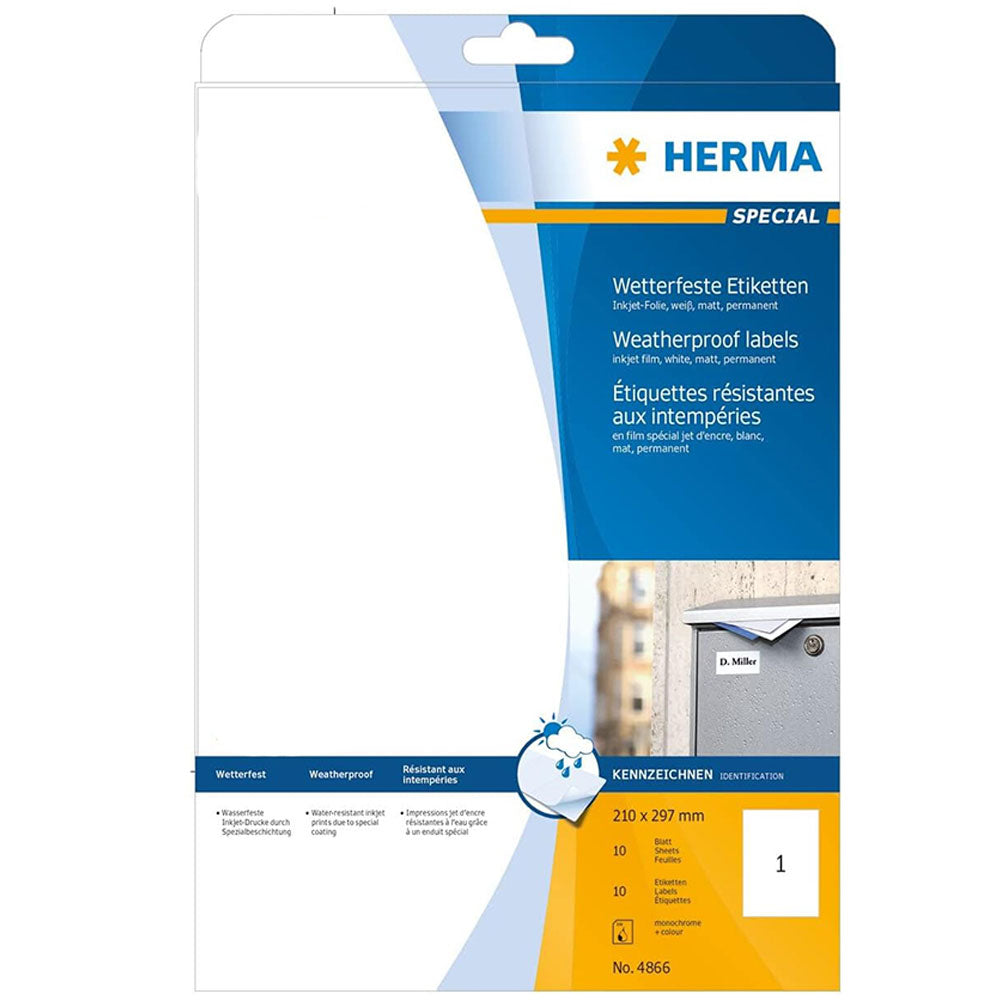 Herma vejrbestandig inkjet -etiketter A4 10pc