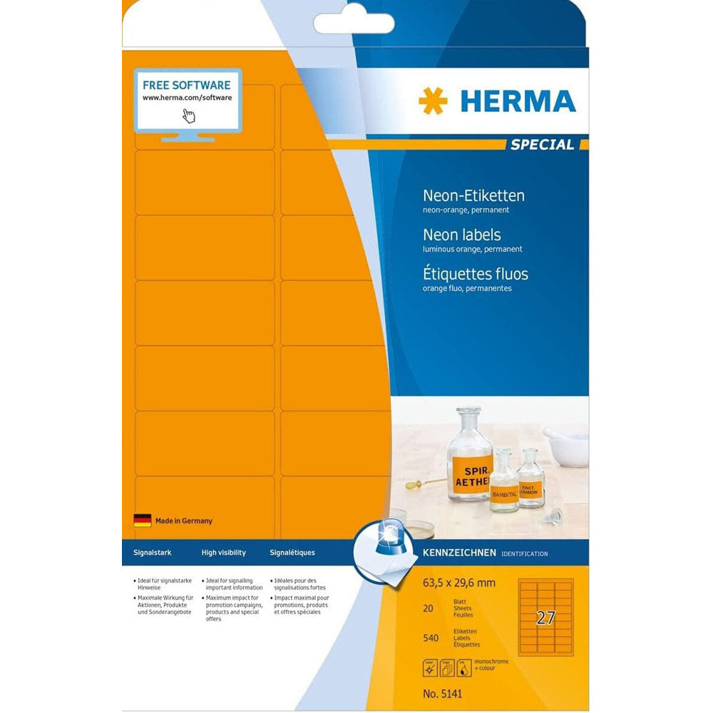 Herma lysende neonmærker A4 20pc (63,5x29,6 mm)