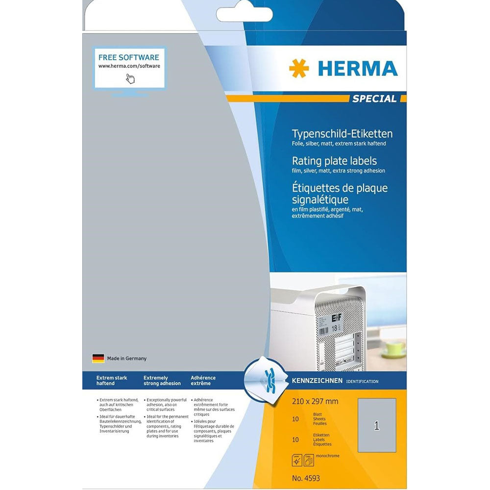 Herma Rating Plate Labels A4 10pc（銀）