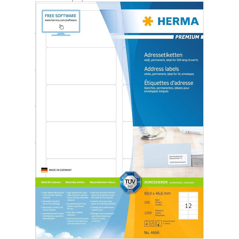 Herma PremiumアドレスラベルA4 88.9mm 100pc