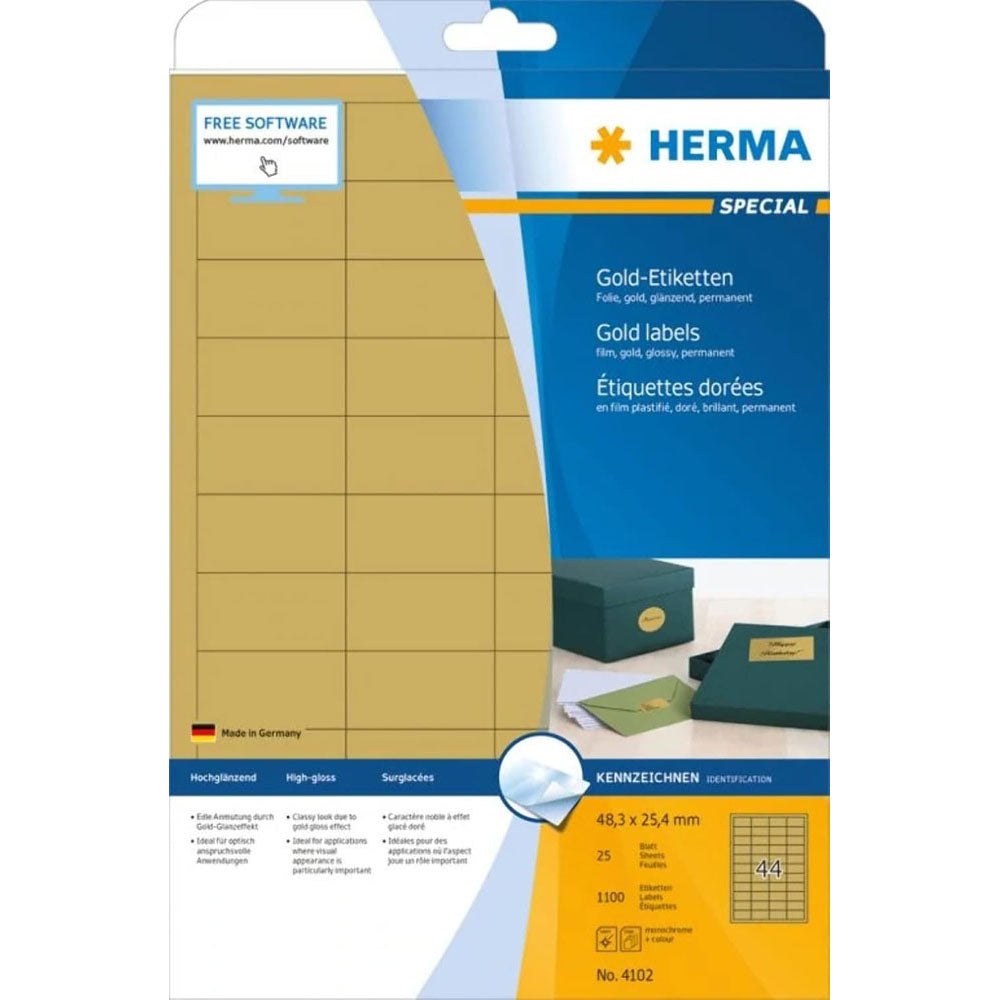 Herma błyszcząca etykiety folii A4 25pc (złoto)