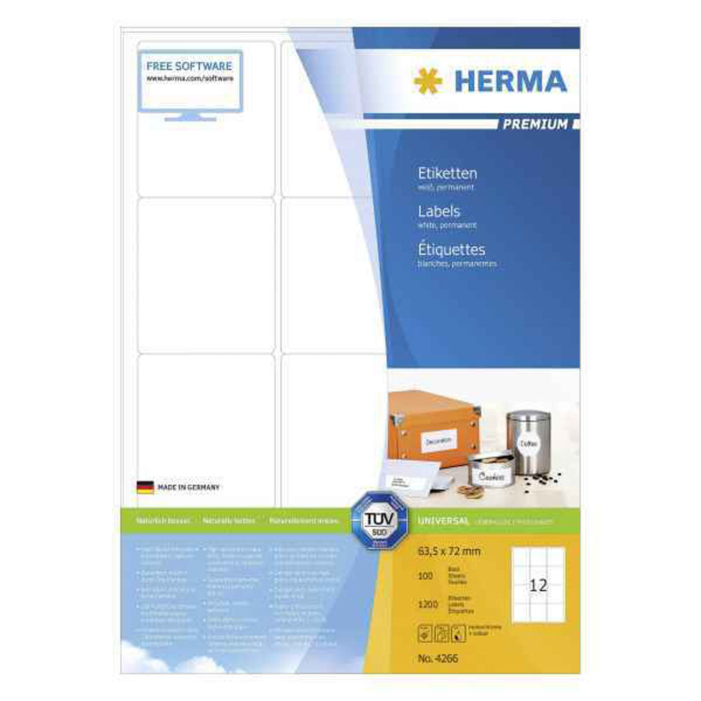 Herma Premium Labels A4 100pc (63.5x72mm)