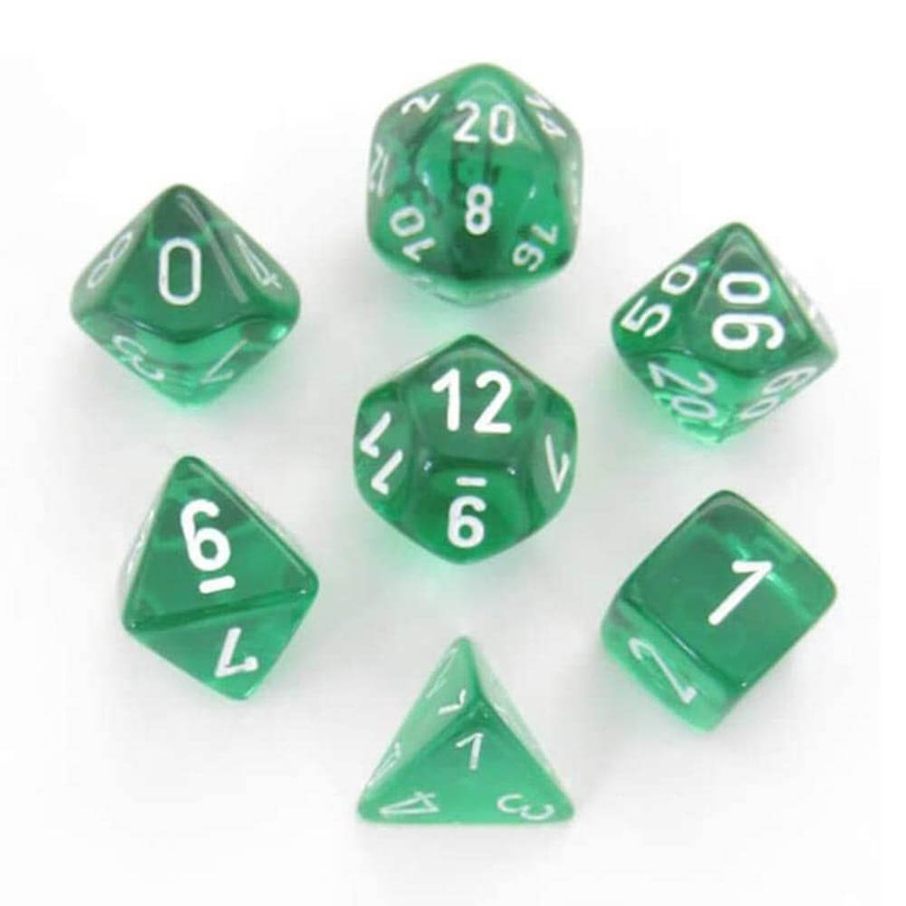 D7 Die Set Dice Translucent Poly (7 dés)