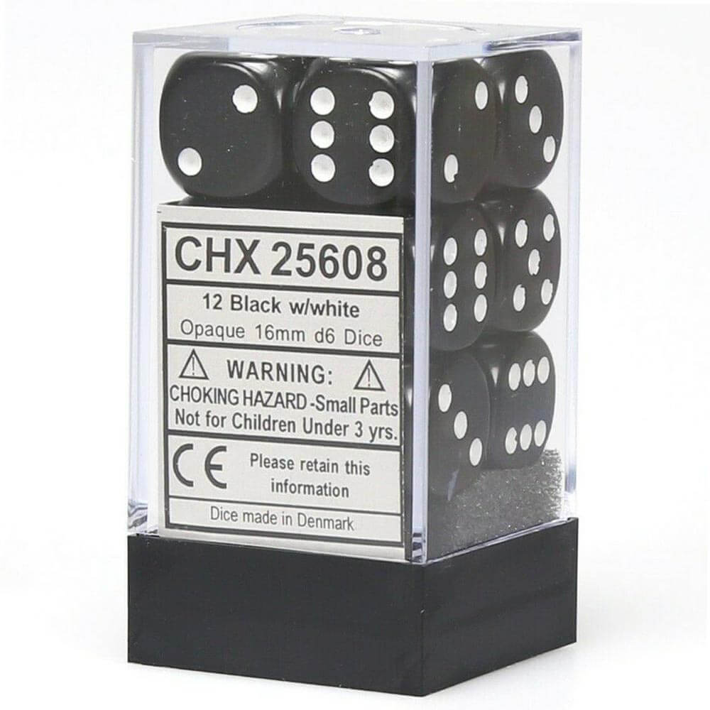 D6 DICE OPAQUE 16mm (12 dados)