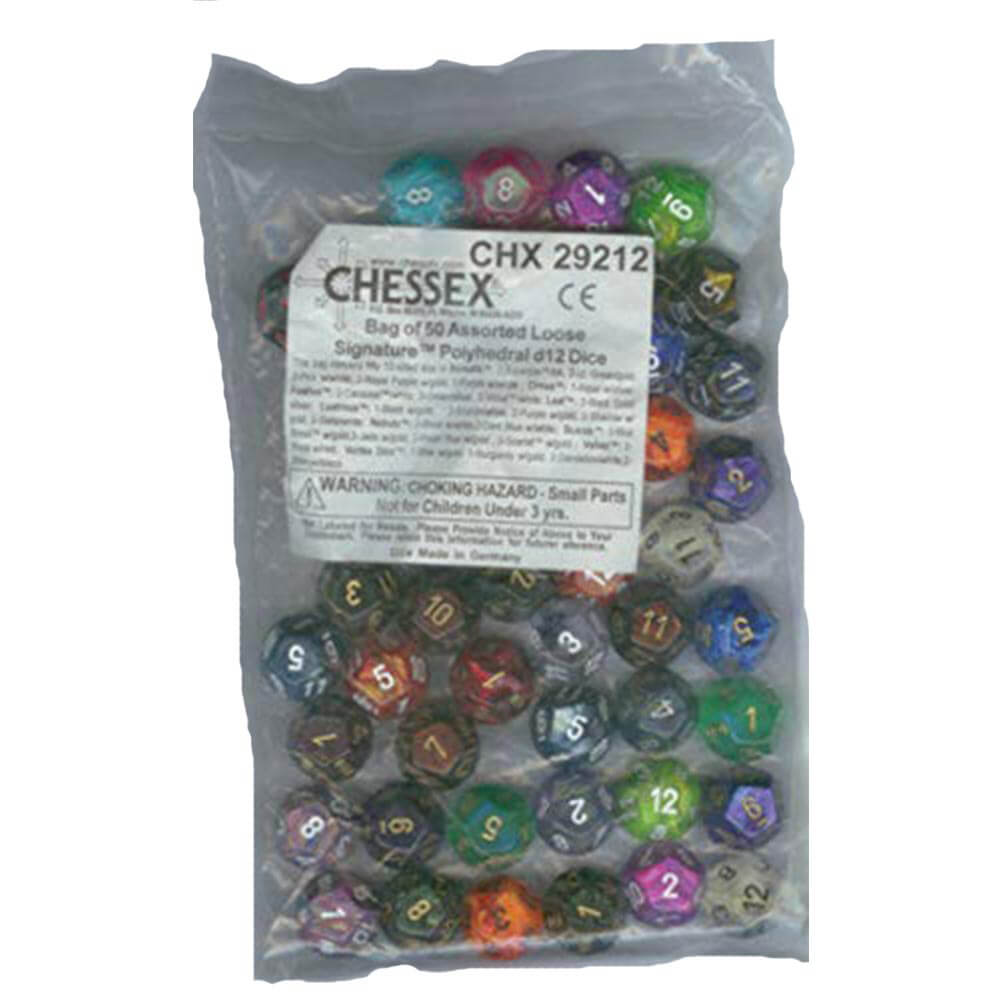 D12 DICE BORDED LOOK POLYHEDRAL (50 DICE)