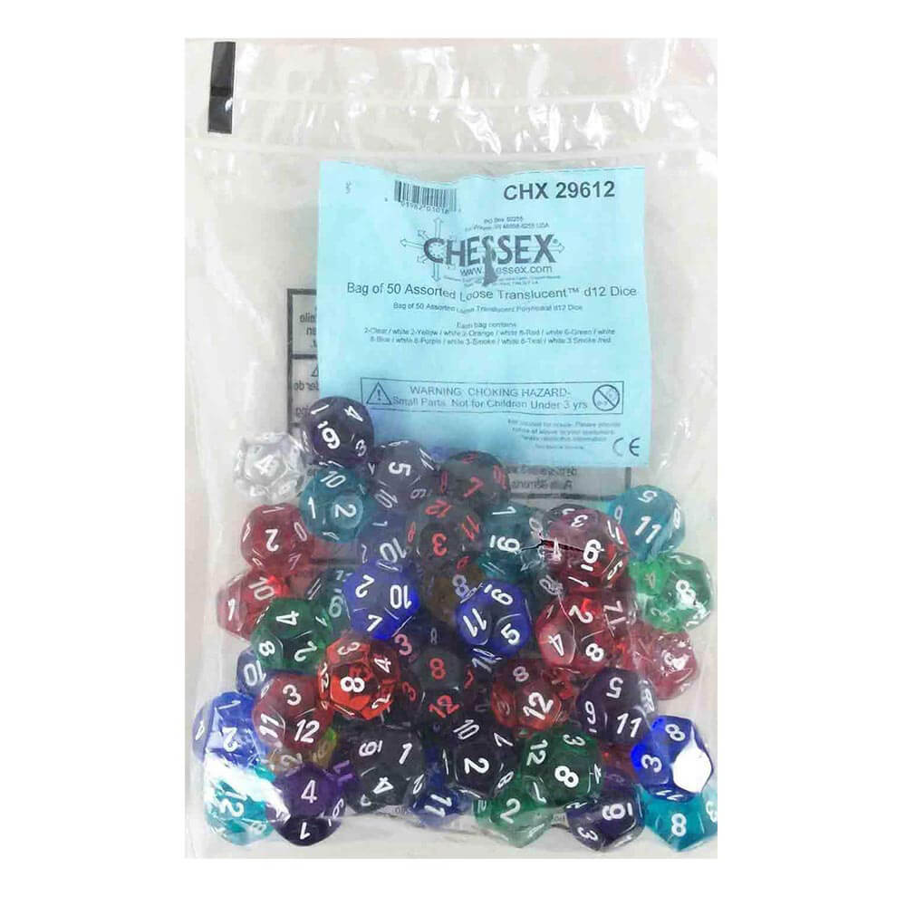 D12 DICE BORDED LOOK POLYHEDRAL (50 DICE)