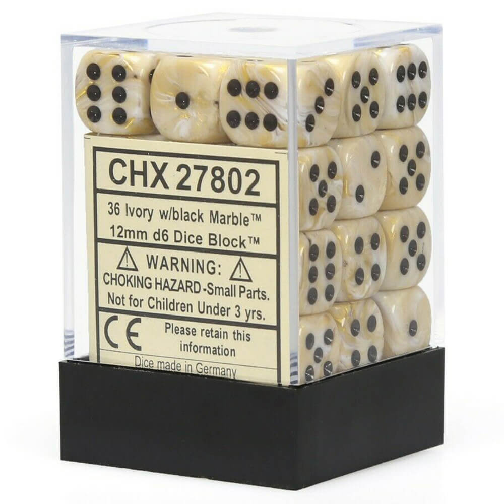 D6 Dice Marble 12mm (36 dadi)