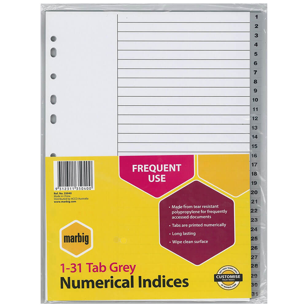 Marbig Indices e divisores numéricos A4 (cinza)