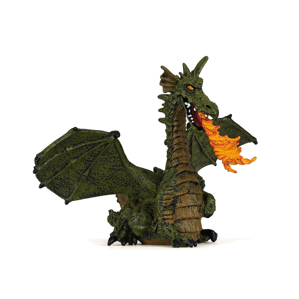 Papo Green Winged Dragon with Flame Figurine