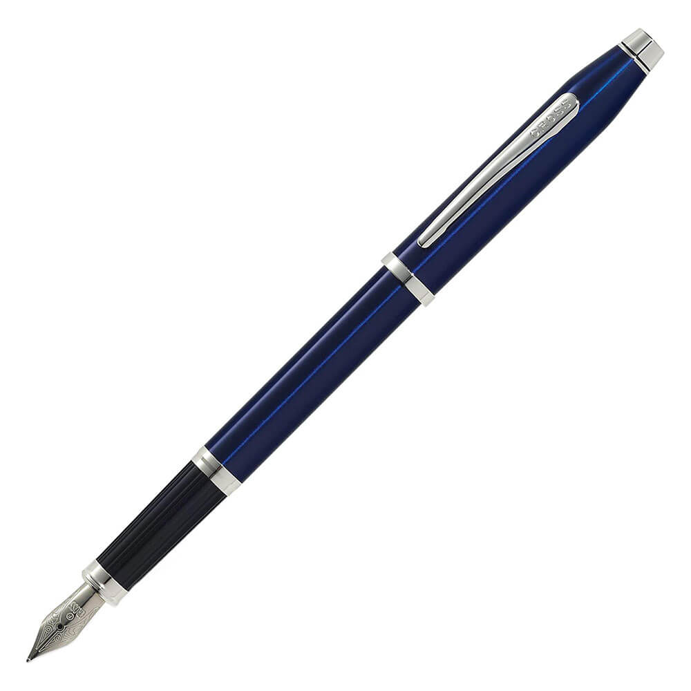 Century LL Blue Lacquer Fountain Pen com Chrome Pt
