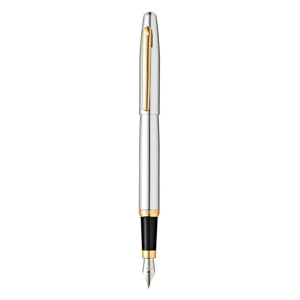 Sheaffer VFM Chrome Fundain Pen con tono d'oro