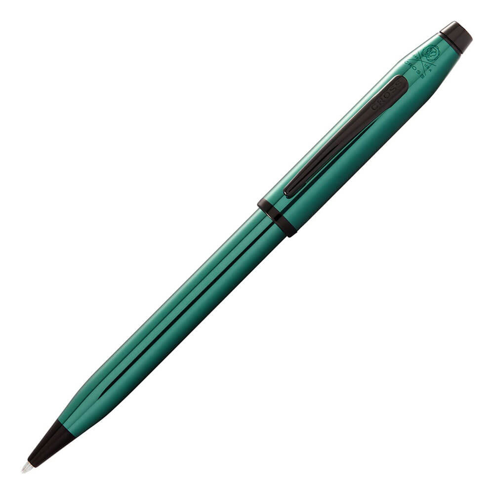 Century II verde translúcido com caneta preta