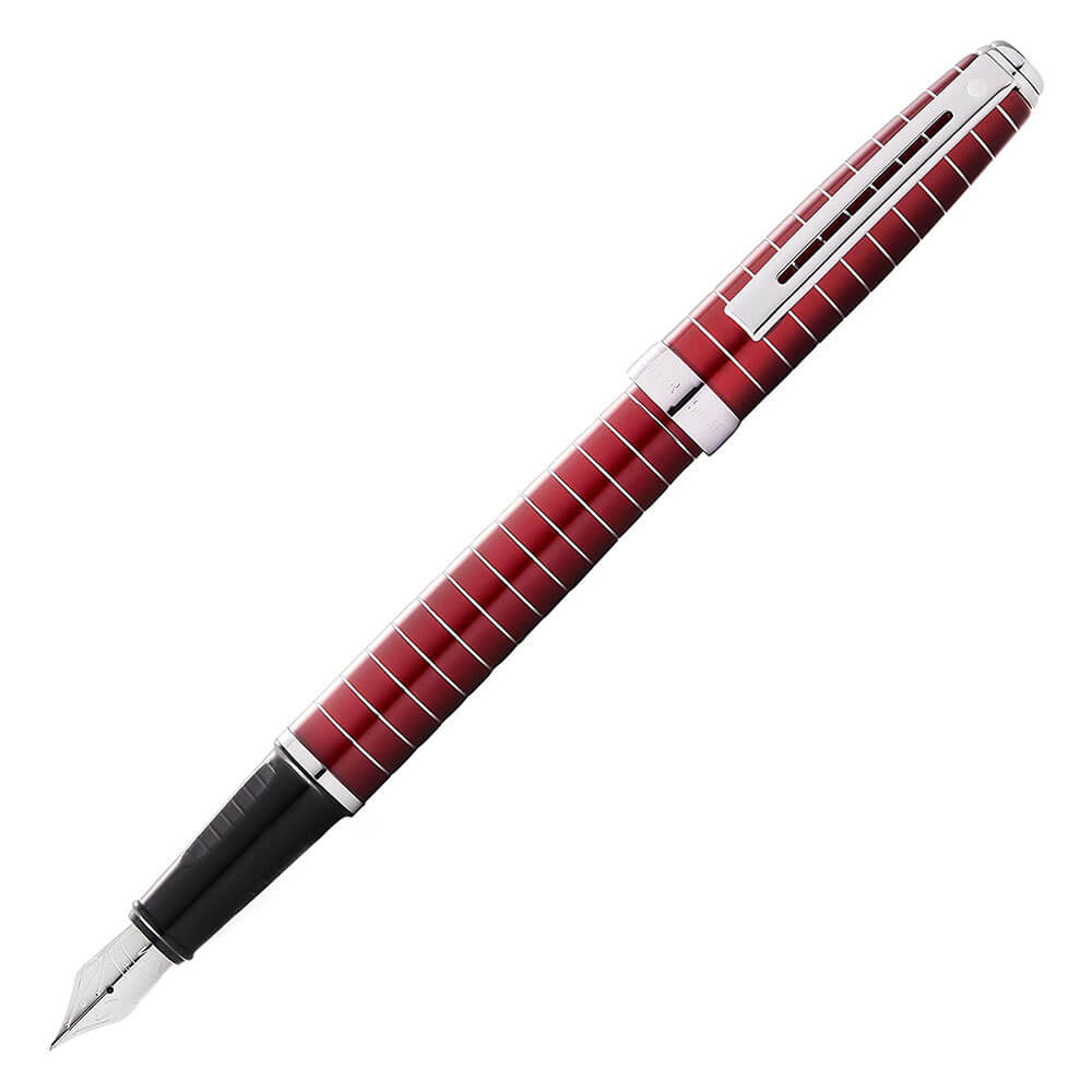 Penna stilografica preludio con linee incise (rosso)