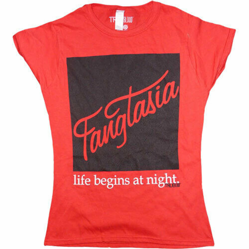 T-shirt femminile rossa di True Blood Fangtasia