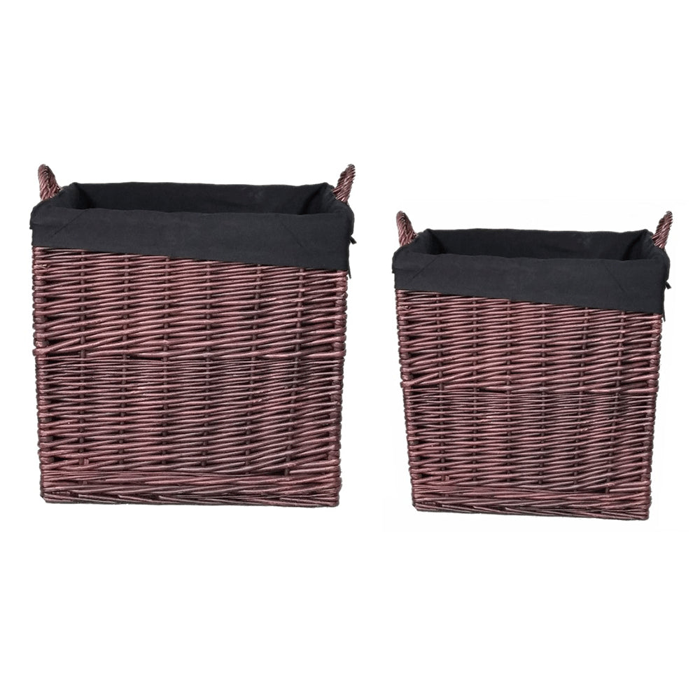 Darktan Wicker Wood Storage Basket Set av 2