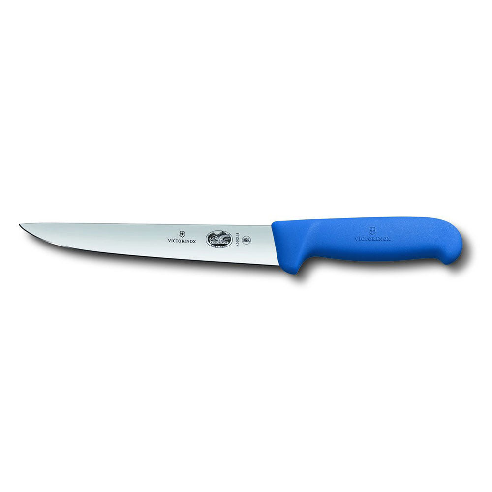 Couteau frappant à la lame droite avec fibrox (bleu)
