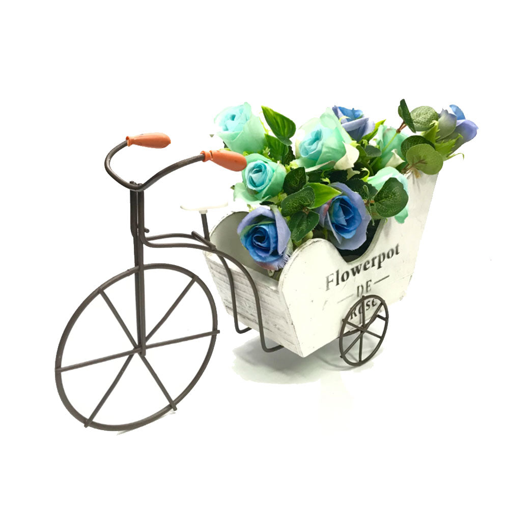 Bicicleta de três rodas de Flowerpot de Rose com Flor Dã © Cor