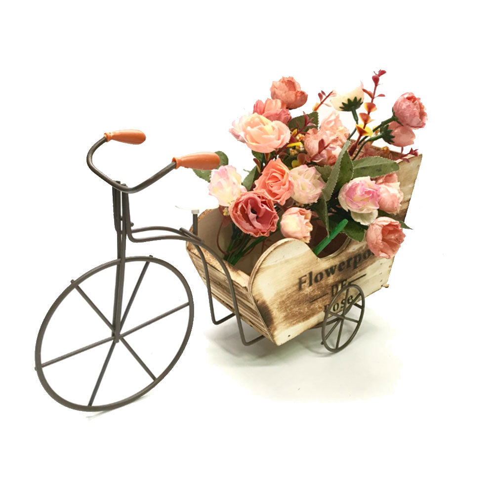 Bicicleta de três rodas de Flowerpot de Rose com Flor Dã © Cor