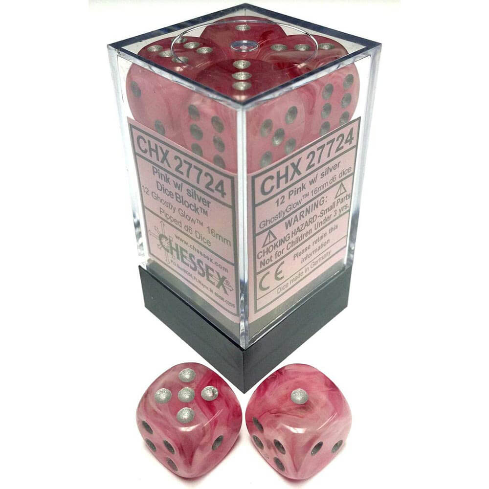 D6 DICE GHOSTly Glow 16mm (12 dados)