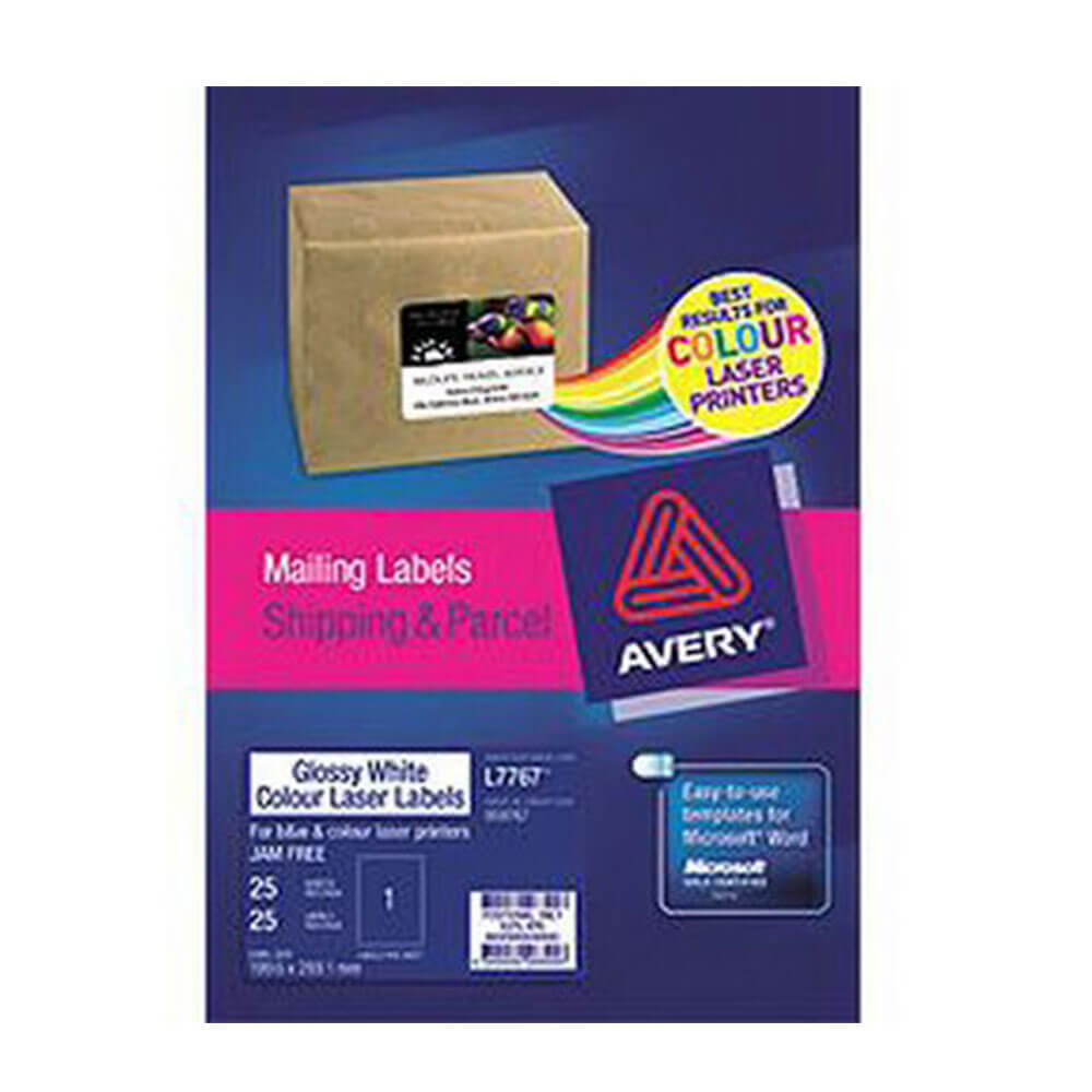 Etichetta Avery Gloss Laser White (25pk)