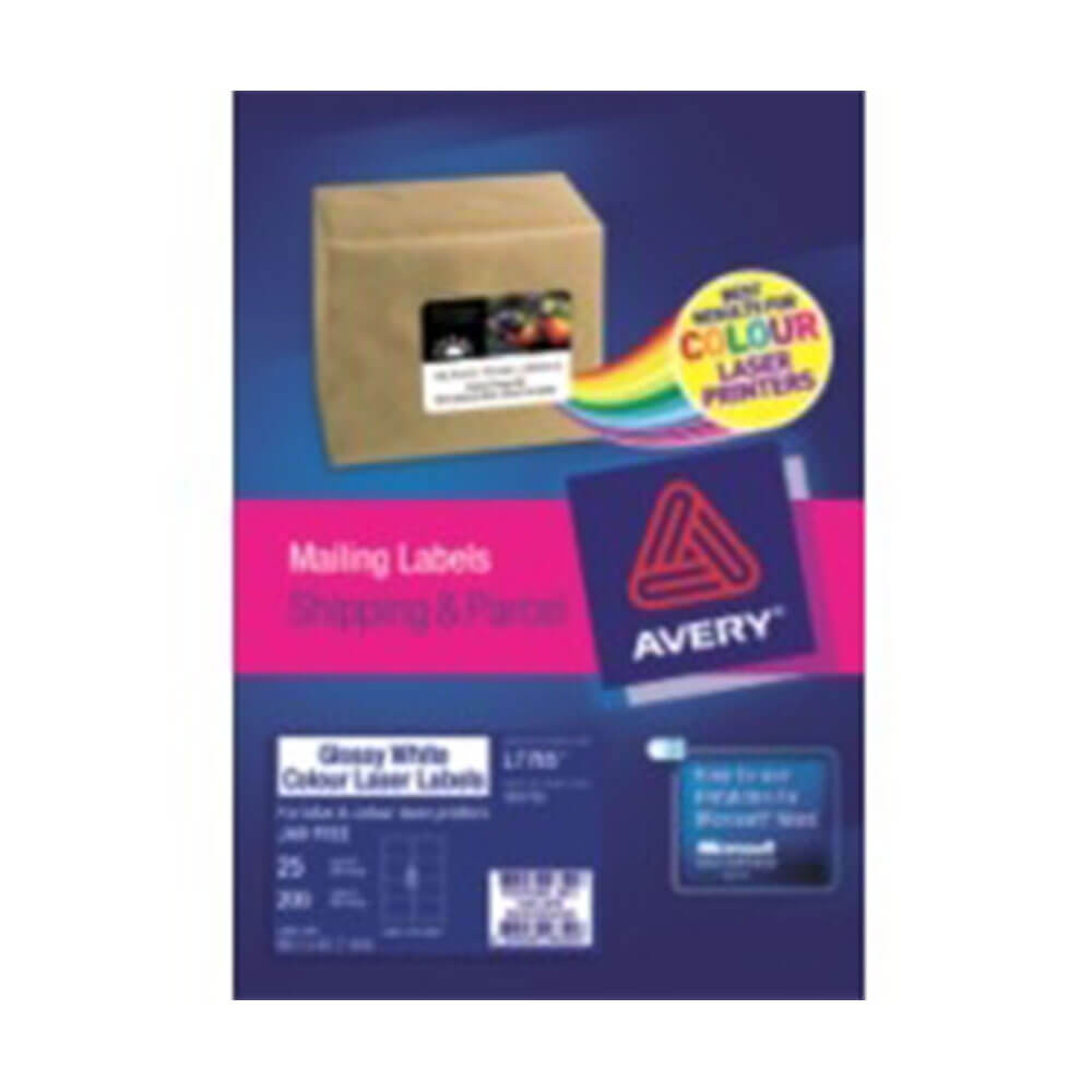 Etichetta Avery Gloss Laser White (25pk)