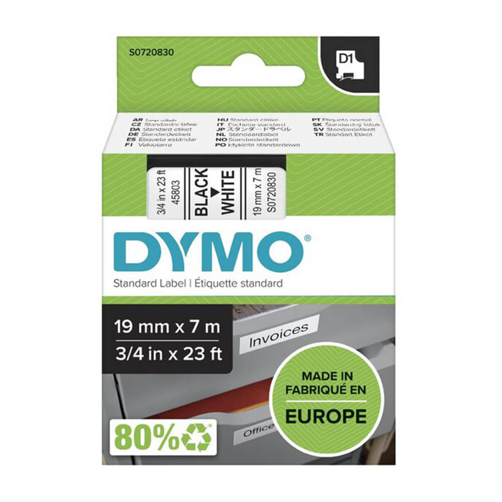 Étiquette de bande Dymo D1 19 mmx7m