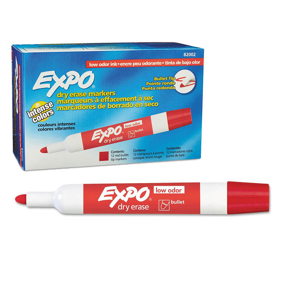Expo de baixo odor bullet tip whiteboard marcador 12pk