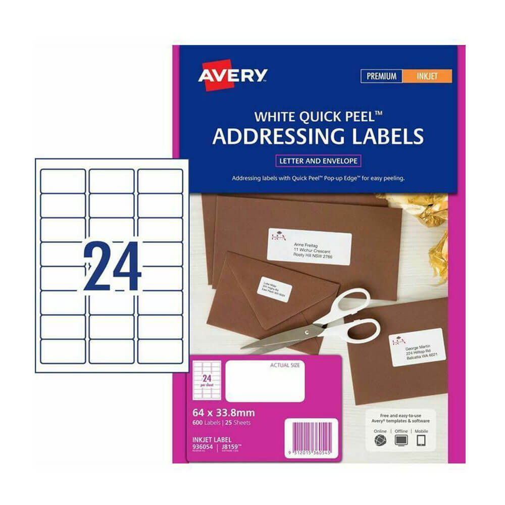 Étiquette d'adresse à jet d'encre Avery (25pk)