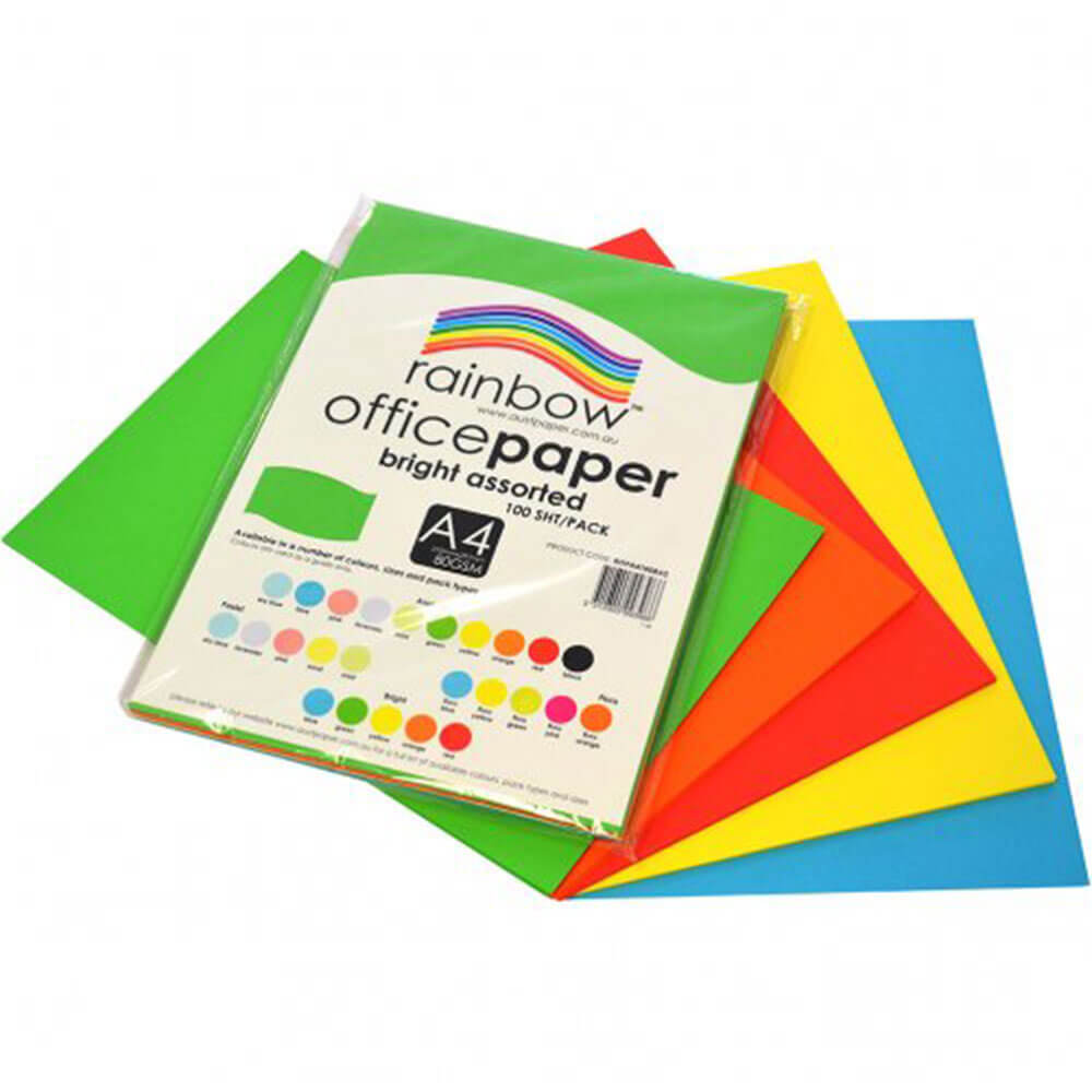 Rainbow Office Paper 100pk 80gsm (helder diverse)