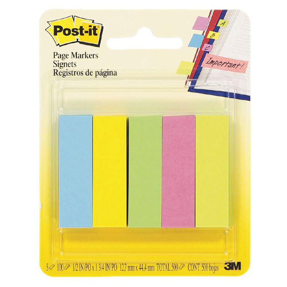 Marcadores de página Post-it 500 folhas (5 cores)