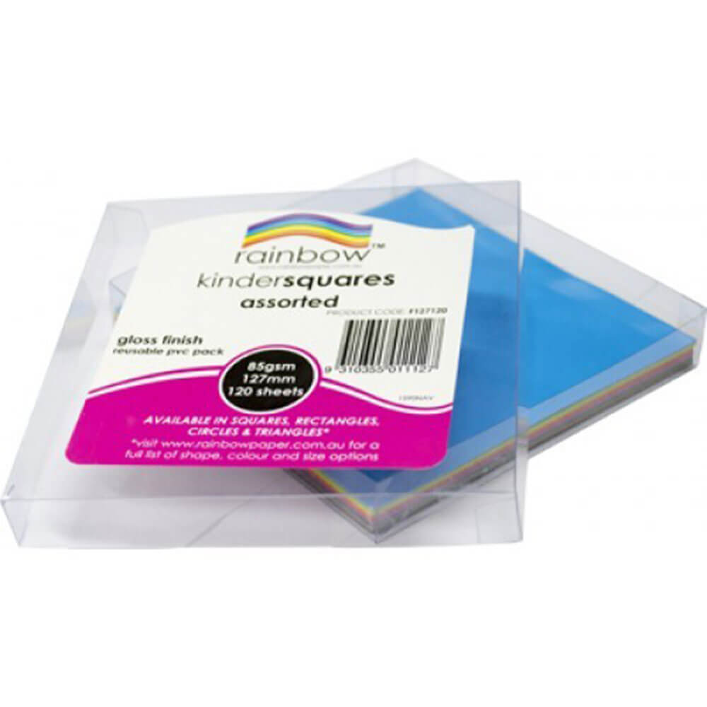 Rainbow Kinder Squares Craft Paper 120pk (brillant)